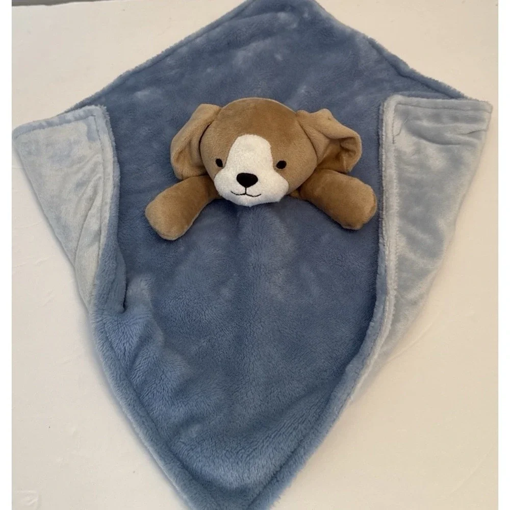 Carters Baby Blue Puppy Lovey Cuddle Plush Dog Security Blanket Infant Companion